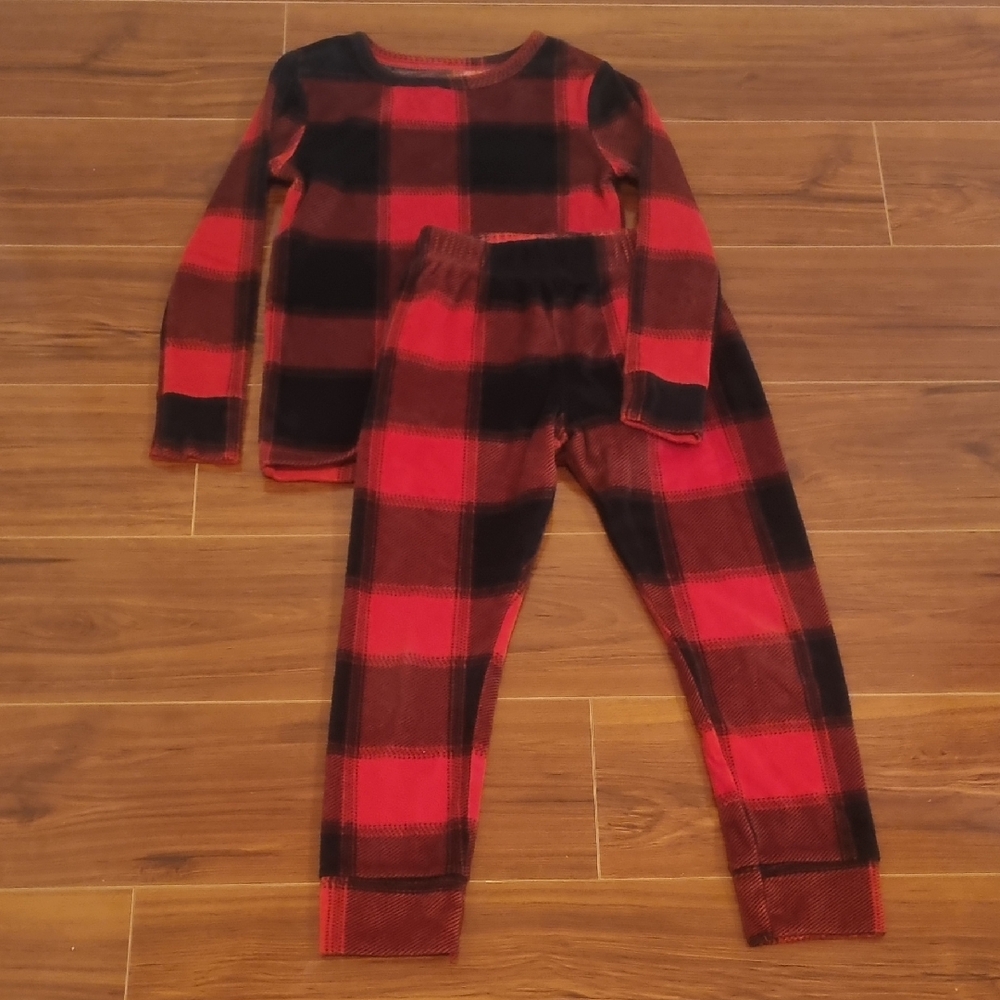 CAT & JACK Toodler Snuggly Soft Buffalo Check Pajama Set Red/Black Size 4T